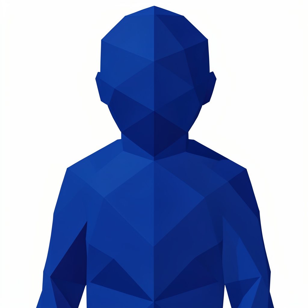 Low-poly faceted geometric render in deep navy and steel blue tones with soft golden accents, evoking a professional corporate mood